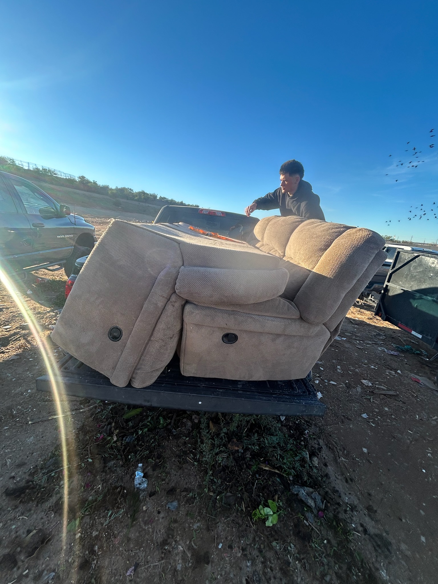 Furniture removal - loading recliner couch